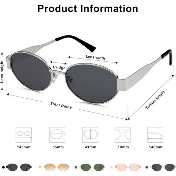 Unisex Retro Oval Sunglasses Trendy Classic Shades UV400 Protection